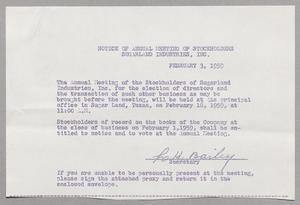 Notice of Annual Meeting of Stockholders: Sugarland Industries, Inc., 1959  [#3]