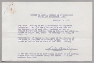 Notice of Annual Meeting of Stockholders: Sugarland Industries, Inc., 1959  [#4]