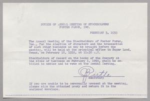 Notice of Annual Meeting of Stockholders: Foster Farms, Inc., 1959  [#4]