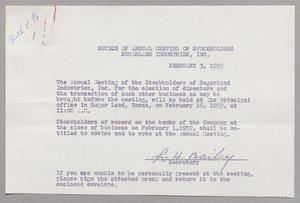 Notice of Annual Meeting of Stockholders: Sugarland Industries, Inc., 1959  [#5]
