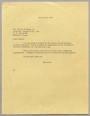 [Letter from Harris Leon Kempner to Lamar Fleming, Jr., January 10, 1959]