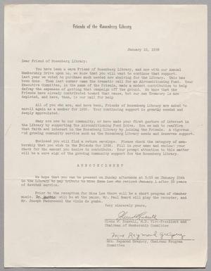 [Letter from the Friends of the Rosenberg Library, January 10, 1959]