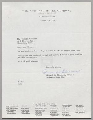 [Letter from Richard A. Klaerner to Harris Leon Kempner, January 8, 1959]