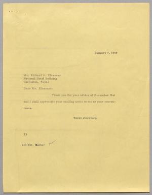 [Letter from Harris Leon Kempner to Richard A. Klaerner, January 7, 1959]