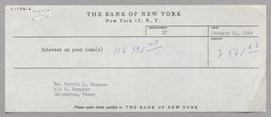[Invoice for Interest on Loan, January 10, 1958]