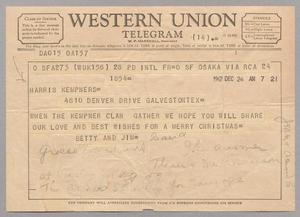 [Telegram from Betty and Jim to Harris Kempner, December 24, 1962]