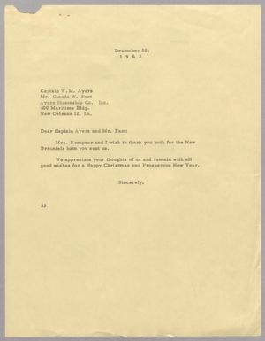 [Letter from Harris L. Kempner to W. M. Ayers and Claude W. Fant, December 20, 1962]