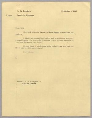 [Letter from Harris Leon Kempner to W. H. Louviere, November 6, 1962]
