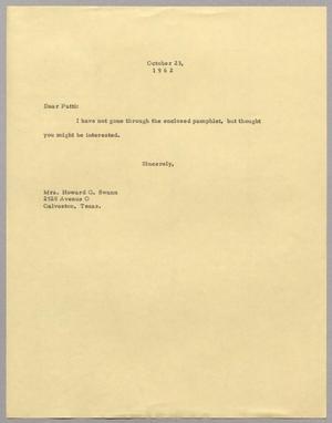 [Letter from Harris Leon Kempner to Patti, October 23, 1962]