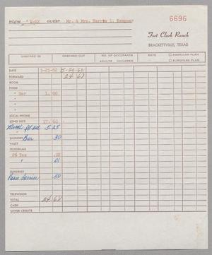 Primary view of object titled '[Invoice for Hotel Charges, Fort Clark Ranch]'.