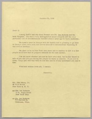 Primary view of object titled '[Letter from Harris Leon Kempner to Otto Marx, Jr. , October 12, 1962]'.