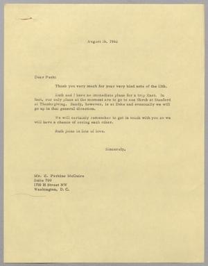 [Letter from Harris Leon Kempner to E. Perkins McGuire, August 16, 1962]