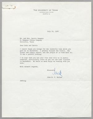 [Letter from John W. F. Dulles to Mr. and Mrs. Harris Kempner, July 10, 1962]