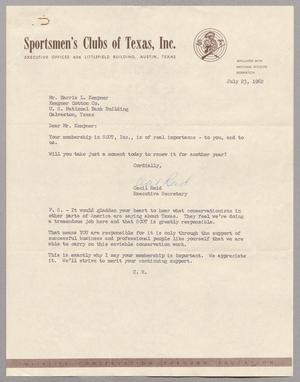 [Letter from Cecil Reid to Harris L. Kempner, July 23, 1962]