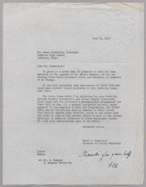 [Letter from Louis C. Krauthoff to James Llewellyn, June 19, 1962]