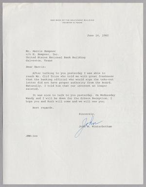 [Letter from John M. Winterbotham to Harris Leon Kempner, June 14, 1962]