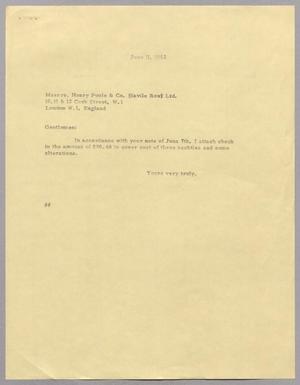 [Letter from Harris Leon Kempner to Messrs. Henry Poole & Co. (Savile Row) Ltd, June 11, 1962]