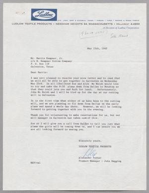 [Letter from Harris Leon Kempner, Jr. to Alexander Porter, May 15th, 1962]