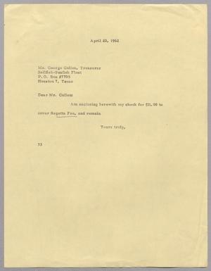 [Letter from Harris Leon Kempner to George Cullen, April 20, 1962]