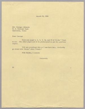 [Letter from Harris Leon Kempner to George Atkinson, March 29, 1962]