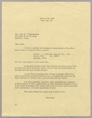 [Letter from Harris Leon Kempner to John M. Winterbotham, January 24, 1962]