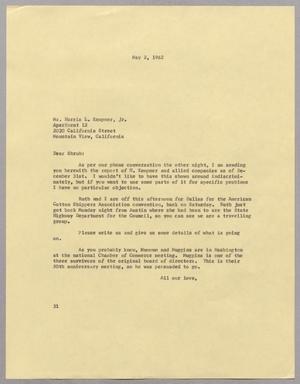 Primary view of object titled '[Letter from Harris Leon Kempner to Shrub, May 2, 1962]'.