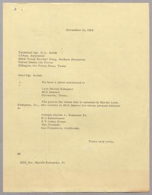 [Letter from Harris Leon Kempner to G. A. Rolak, November 13, 1963]