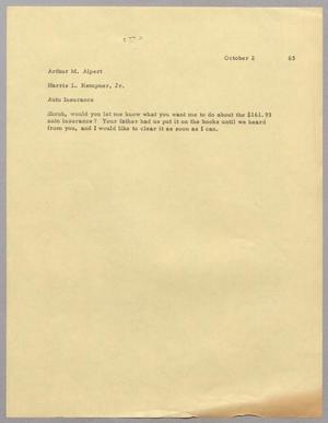 [Letter from Arthur M. Alpert to Shrub, October 2, 1963]