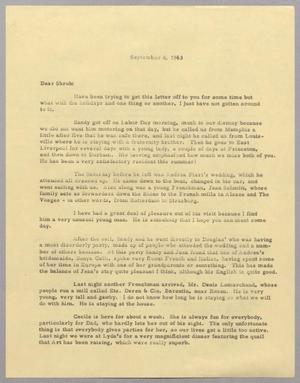 [Letter from Harris Leon Kempner to Shrub, September 4, 1963]