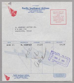 [Account Statement for Pacific Southwest Airlines, July 31, 1963]