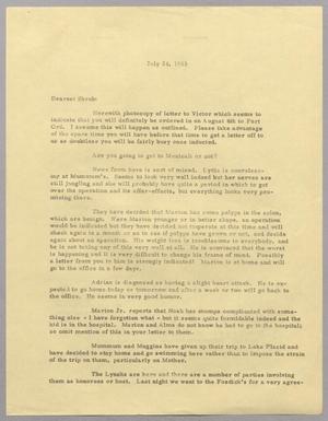 Primary view of object titled '[Letter from Harris Leon Kempner to Shrub, July 24, 1963]'.