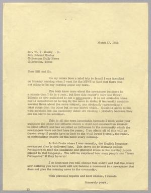 [Letter from Harris L. Kempner to W. P. Hobby, Jr. and Edward Hunter, March 17, 1965]