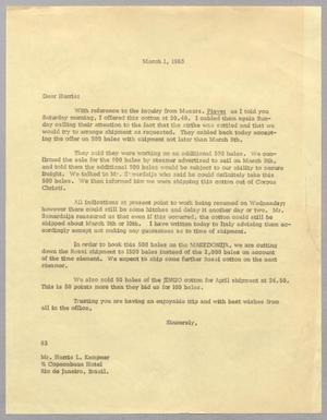 [Letter from Fred H. Rayner to Harris L. Kempner, March 1, 1965]