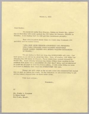 Primary view of object titled '[Letter from Fred H. Rayner to Harris L. Kempner, March 8, 1965]'.