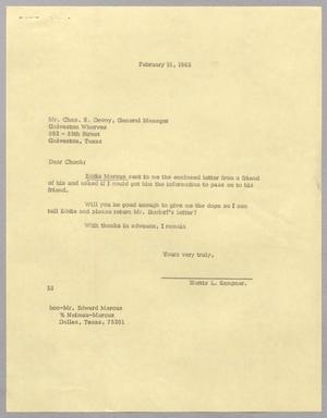 [Letter from Harris L. Kempner to Charles S. Devoy, February 18, 1965]