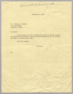 [Letter from Harris L. Kempner to William J. Reckling, November 25, 1964]