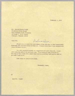 Primary view of object titled '[Letter from Harris L. Kempner to Edward Byron Smith, February 5, 1965]'.