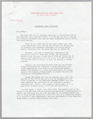 [Letter from the Harvard Club of New York City]