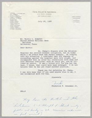 [Letter from Frederick F. Greenman, Jr. to Harris L. Kempner, July 26, 1966]