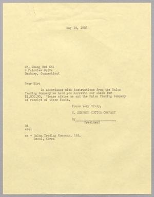 Primary view of object titled '[Letter from Harris L. Kempner to Chang Hwi Chi, May 14, 1966]'.