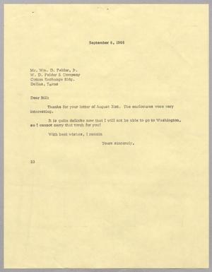 [Letter from Harris L. Kempner to William D. Felder, Jr., September 6, 1966]