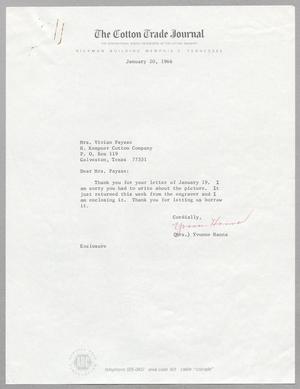 [Letter from Yvonne Hanna to Vivian Paysse, January 20, 1966]