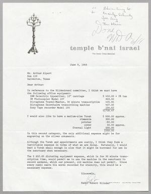 [Letter from Rabbi Robert Blinder to Arthur Alpert, June 9, 1966]