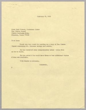 [Letter from Vivian Paysse to Joan Meken, February 10, 1966]