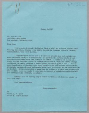 Primary view of object titled '[Letter from Harris L. Kempner to Rice B. Ober, August 4, 1967]'.
