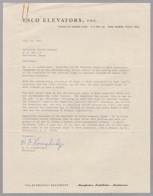 [Letter from R. F. Loughridge to the Galveston Cotton Company, July 19, 1967]