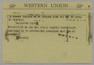 [Telegram to Kempner, February 20, 1965]