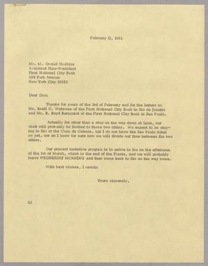 [Letter from Harris Leon Kempner to M. Daniel Haskins, February 11, 1965]