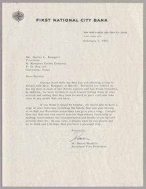 [Letter from M. Daniel Haskins to Harris Leon Kempner, February 3, 1965]