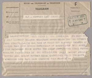 Primary view of object titled '[Telegram from Kempner, July 2, 1949]'.